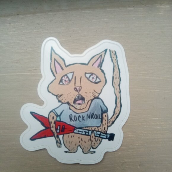 Sticker Rock N Roll Cat - Picture 1 of 1